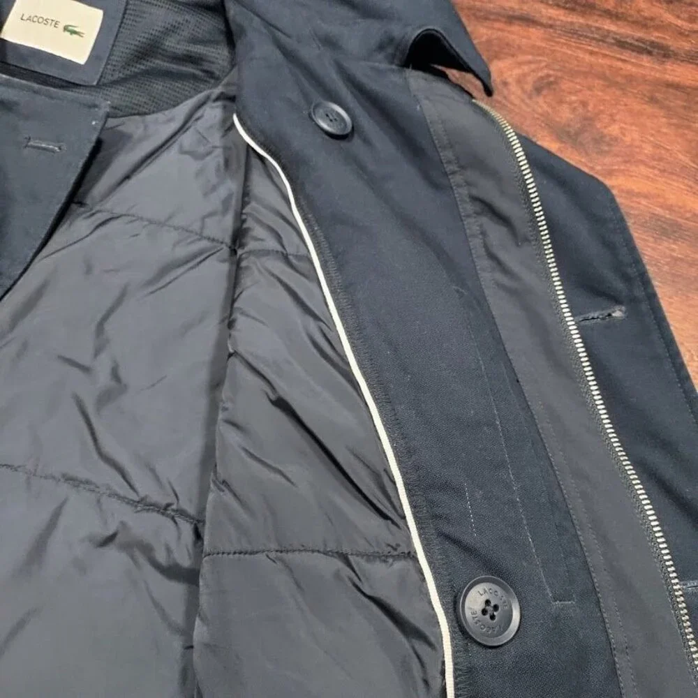 Lacoste Mens Blue Repellant Over Coat  Zip Away Hood BH1525 XL - Picture 14 of 16